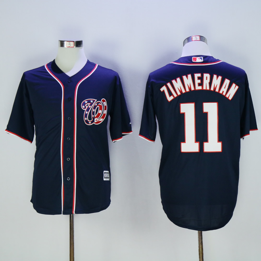 Men Washington Nationals #11 Zimmerman Blue MLB Jerseys->washington nationals->MLB Jersey